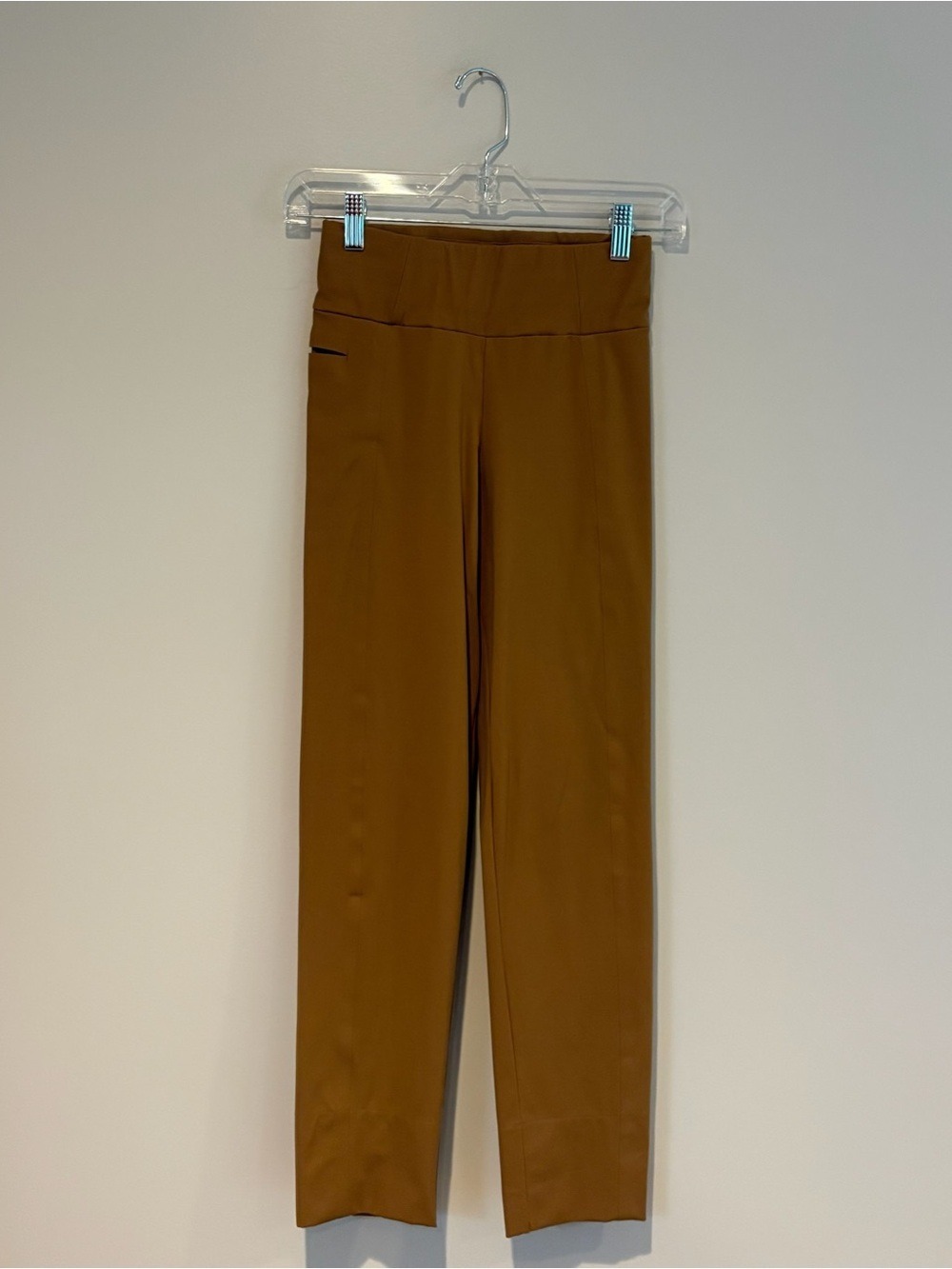 ADAY Straight-Leg High-Rise Slit Ankle Pants in Camel Brown Size XS